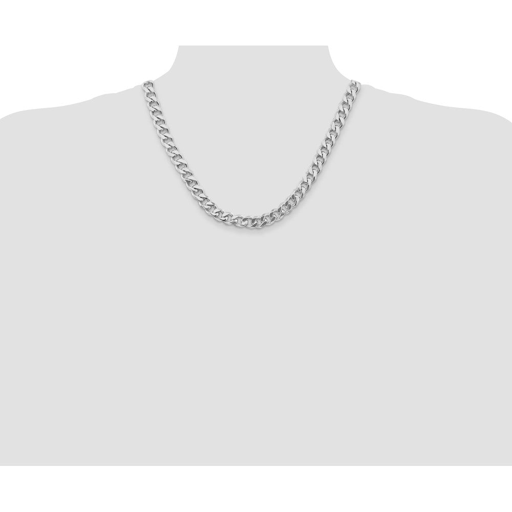 Sterling Silver Rhodium-plated 9.3mm Curb Chain 20 Inches