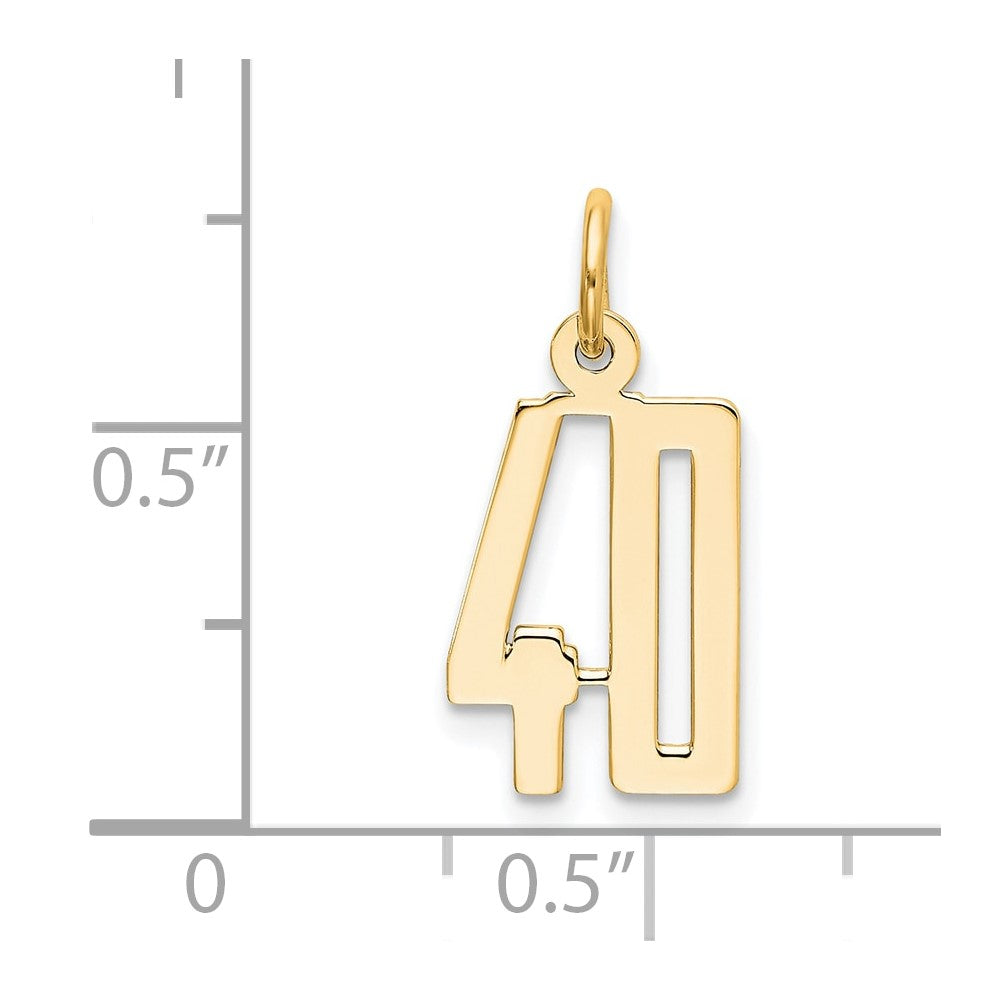 14k Small Elongated Number 40 Charm