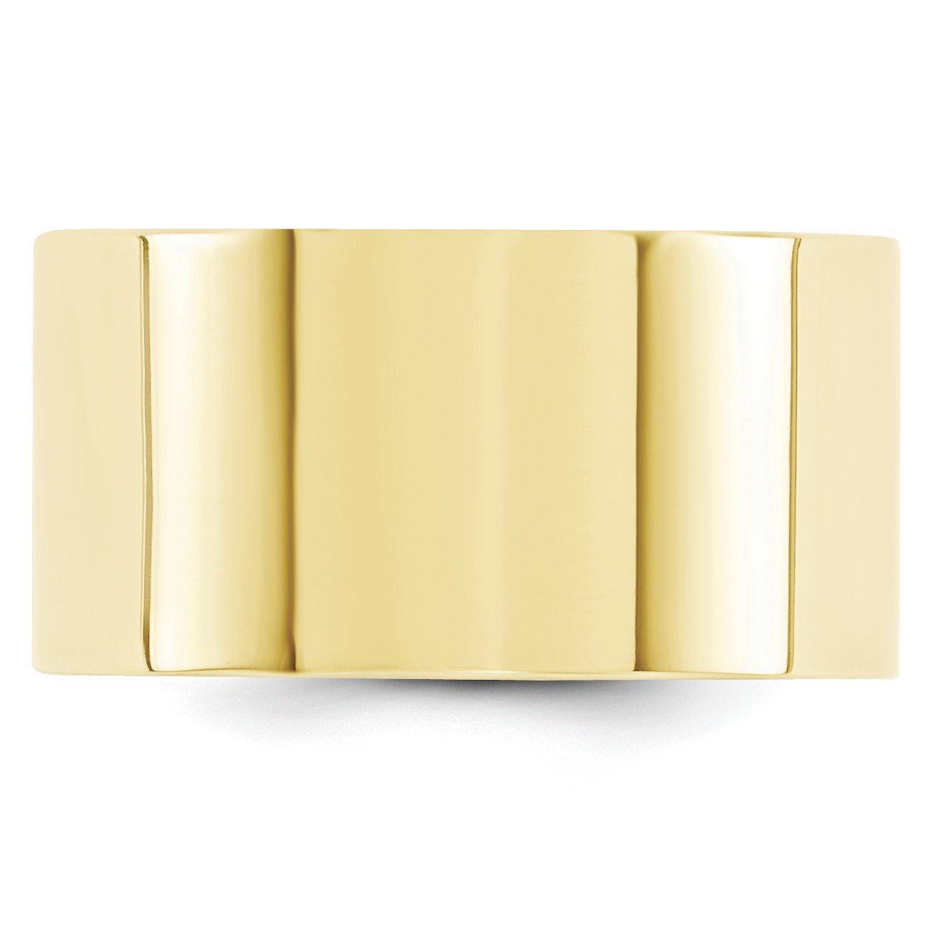 10k Yellow Gold 12mm Standard Weight Flat Comfort Fit Wedding Band Size 7