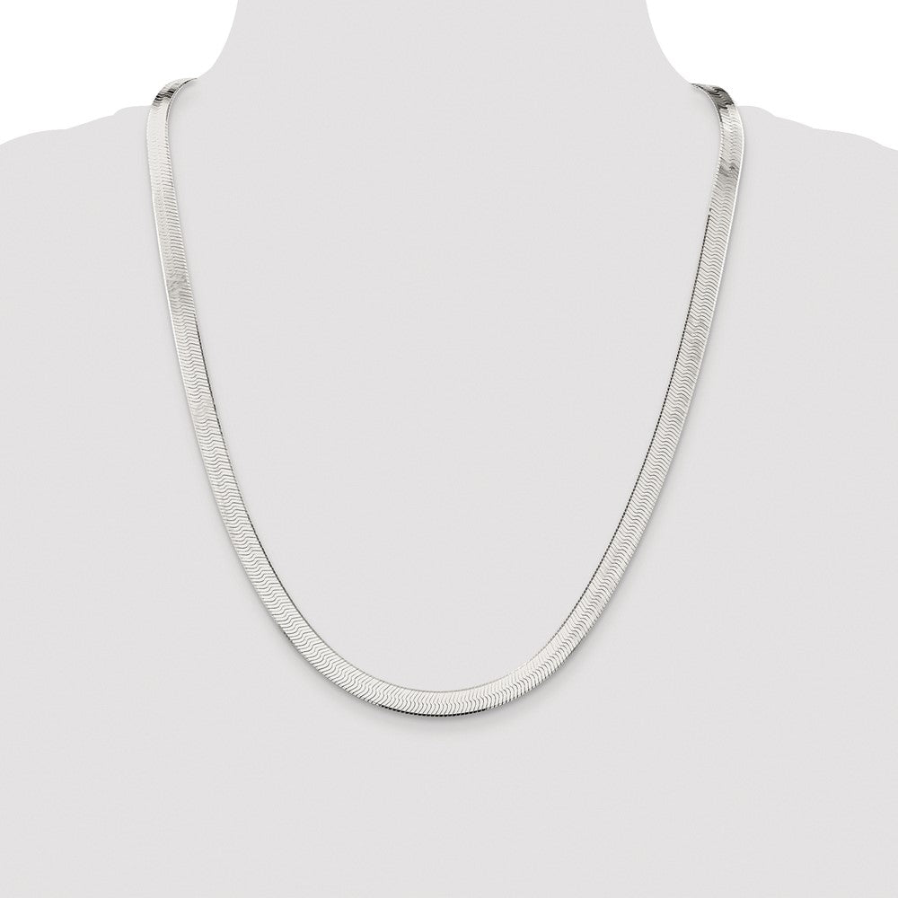 Sterling Silver Rhodium-plated 7.3mm Magic Herringbone Chain