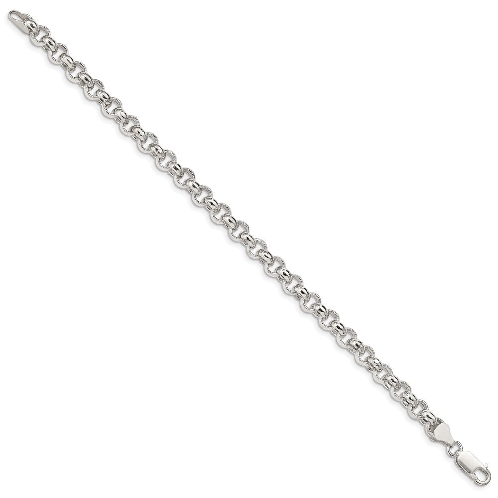 Sterling Silver 6.5mm Semi-solid Rolo Chain 7 inches