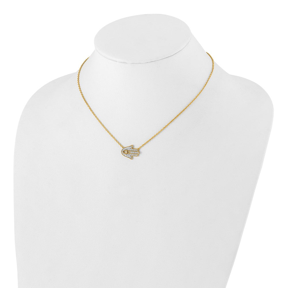 14k 1/4 carat Lab Grown Diamond VS/SI+ G+ Hamsa 18 inch Necklace