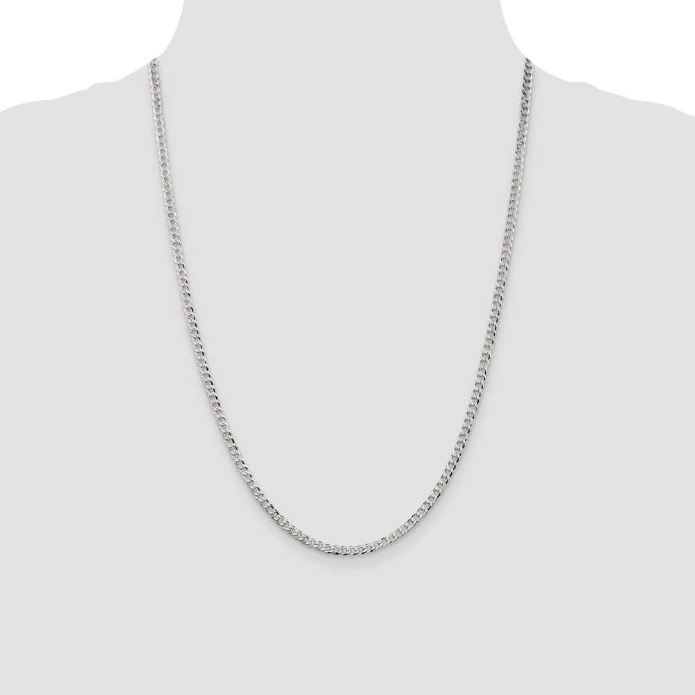 Sterling Silver 3.2mm Beveled Curb Chain 24 Inches