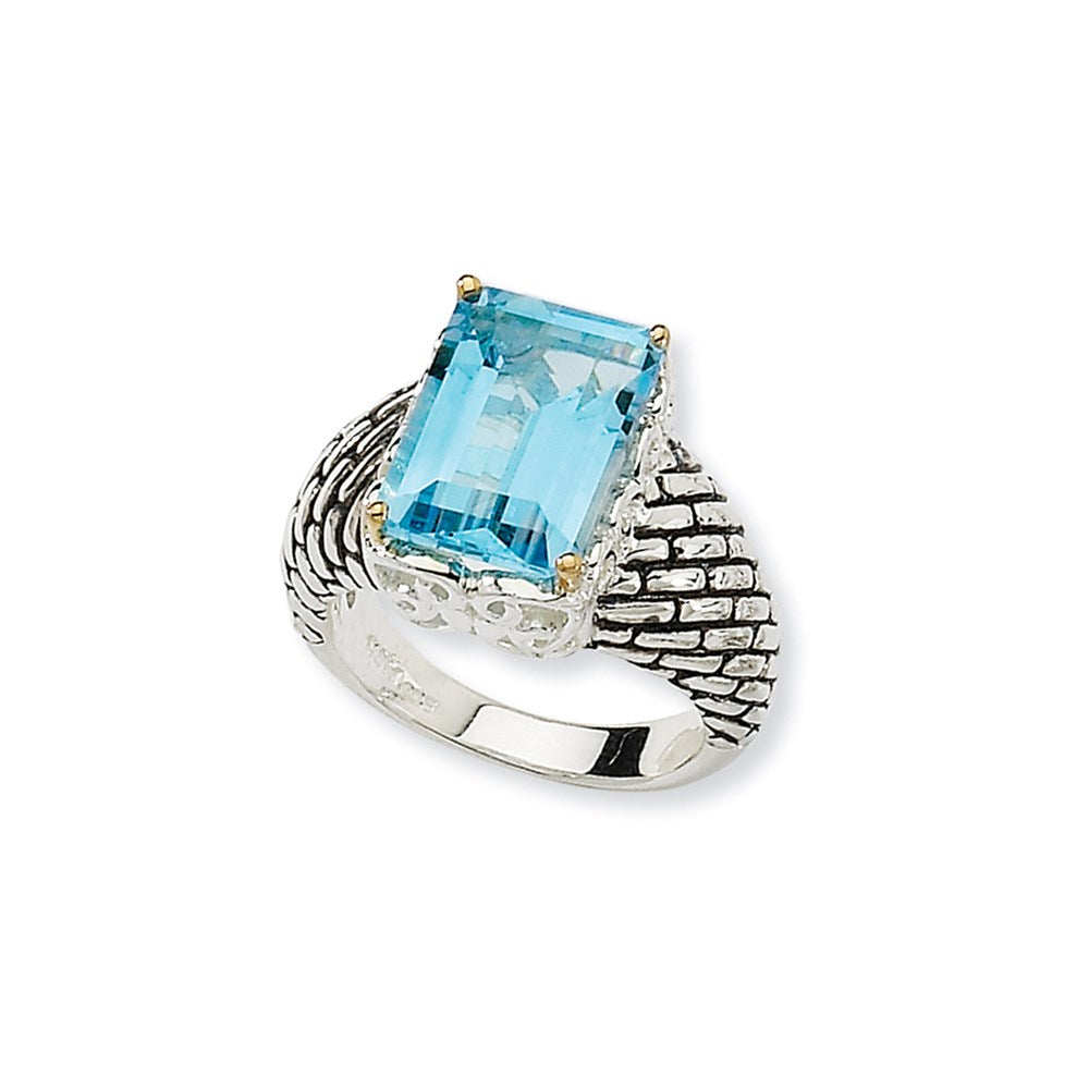 Sterling Silver w/14k Blue Topaz Ring
