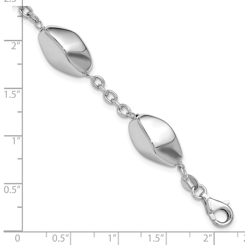 Sterling Silver Rhodium-plated Polished with .75in ext. Bracelet 7.75 inches
