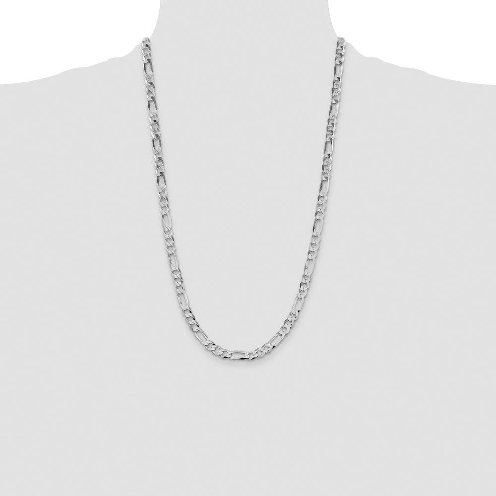 Sterling Silver Rhodium-plated 7.0mm Lightweight Flat Figaro Chain