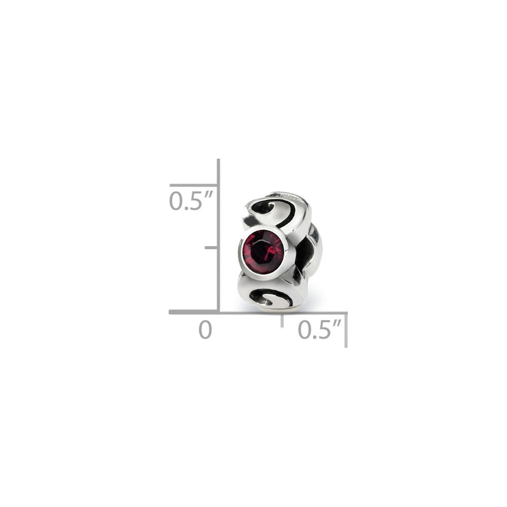 Sterling Silver Reflections January Red Preciosa Crystal Birthstone Bead