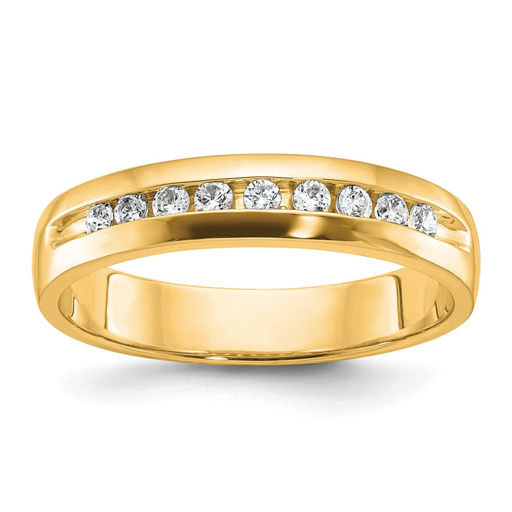 14k Yellow Gold IBGoodman Men's Polished 9-Stone Lab Grown VS/SI+ G+ Dia Ri