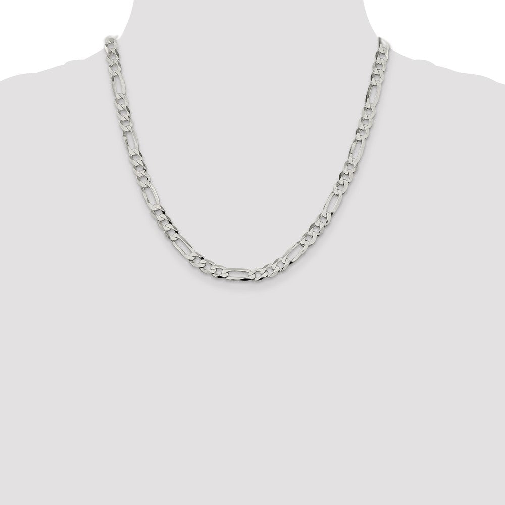 Sterling Silver 7.0mm Lightweight Flat Figaro Chain 20 Inches