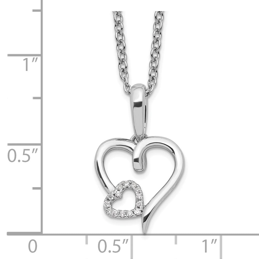 White Ice Sterling Silver Rhodium-plated 18 Inch Diamond Hearts Necklace with 2 Inch Extender 18 Inches