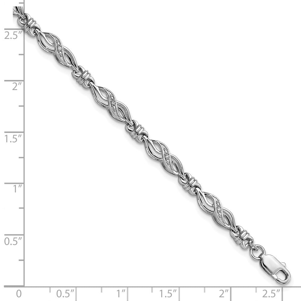 Sterling Silver Rhodium-plated Diam. Bracelet 7 inches