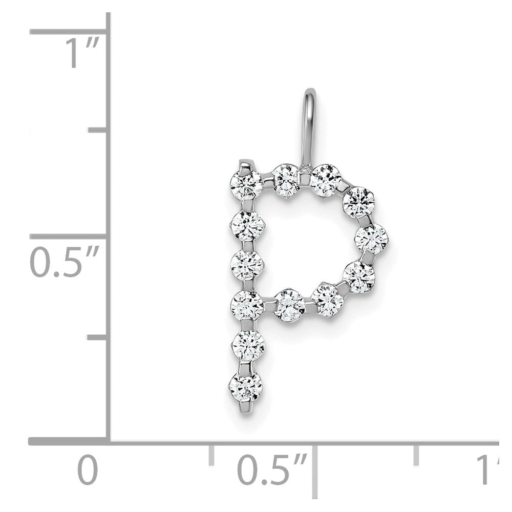 True Origin 14k White Gold 3/8 carat Lab Grown Diamond VS DEF Alphabet P Pendant