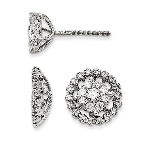 14K White Gold Large Flower & Jacket Diamond Post Earrings