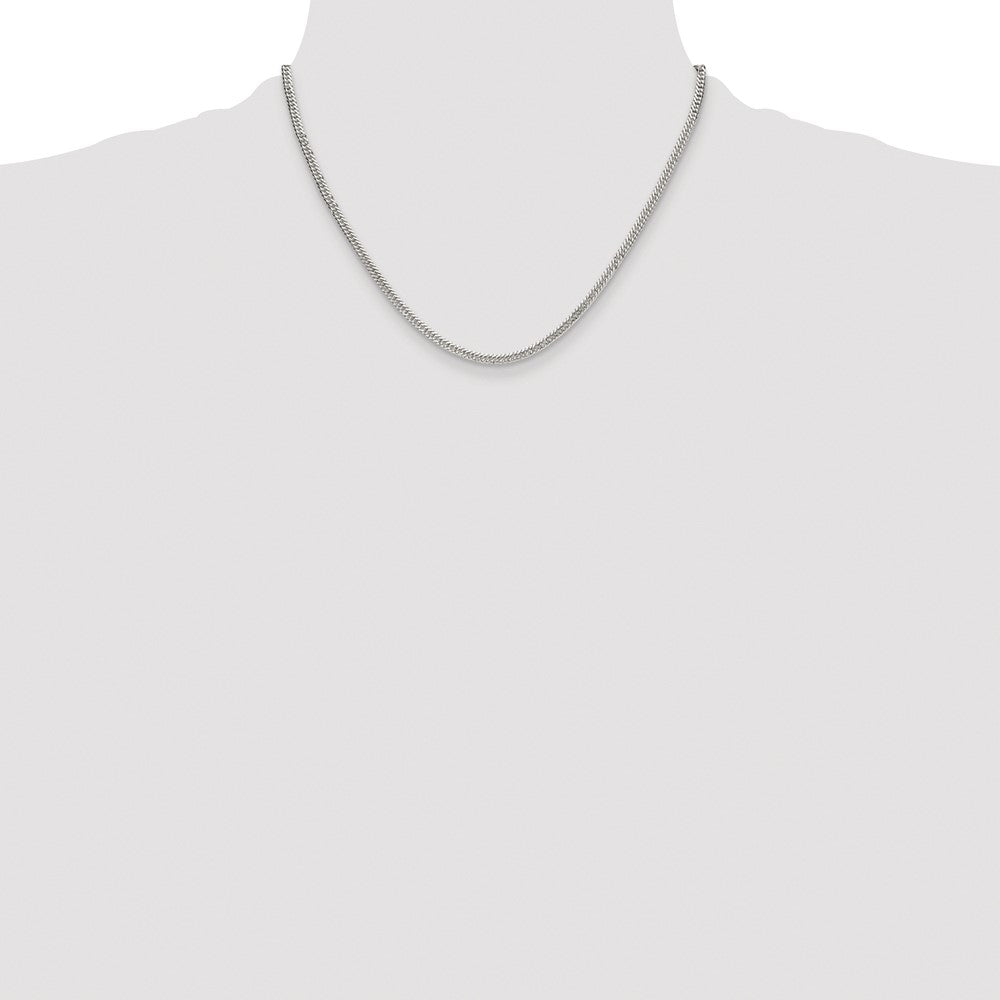 Sterling Silver Rhodium-plated 3.0mm Double Diamond-cut Curb Chain