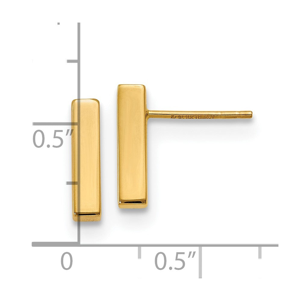 14K Polished Post Bar Earrings