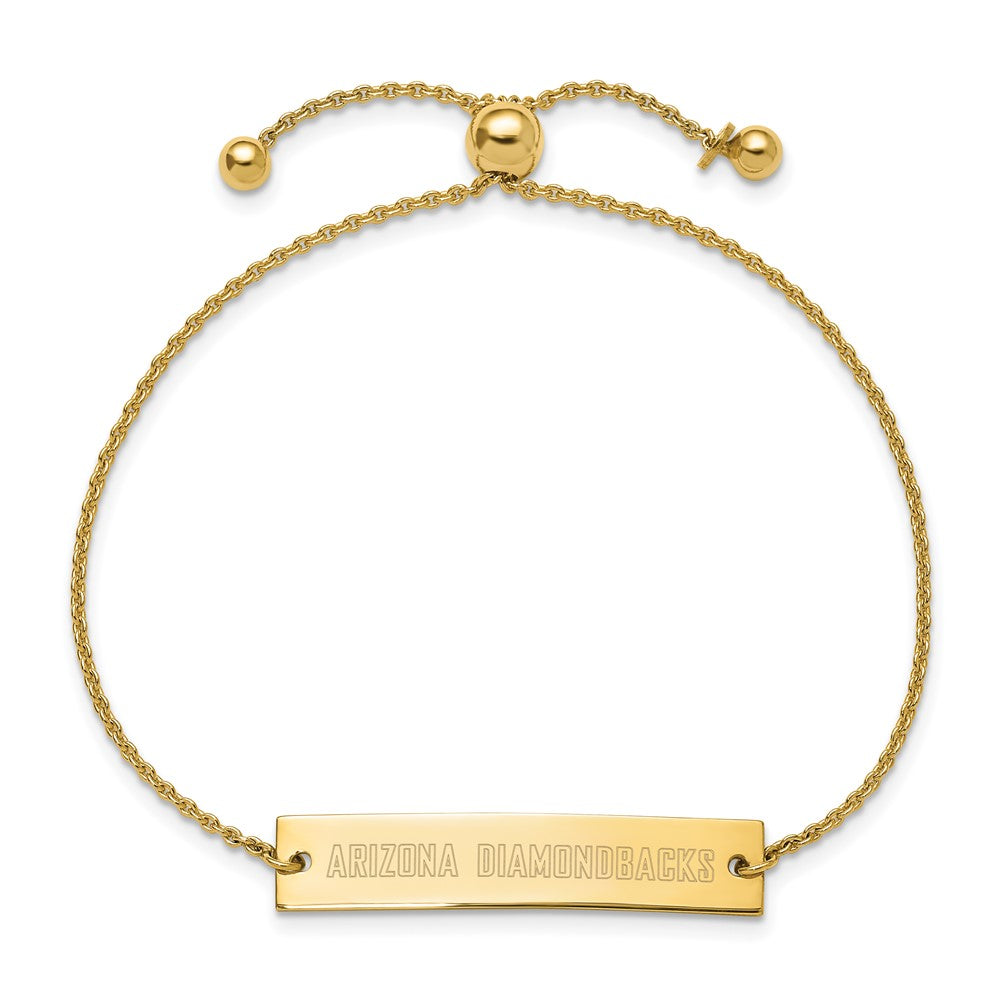 Sterling Silver Gold-plated MLB LogoArt Arizona Diamondbacks Small Bar 9 inch Adjustable Bracelet