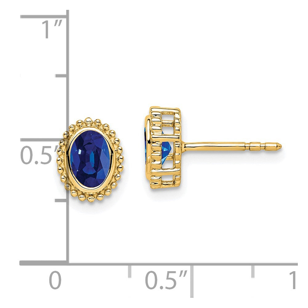 14k Oval Sapphire Post Earrings
