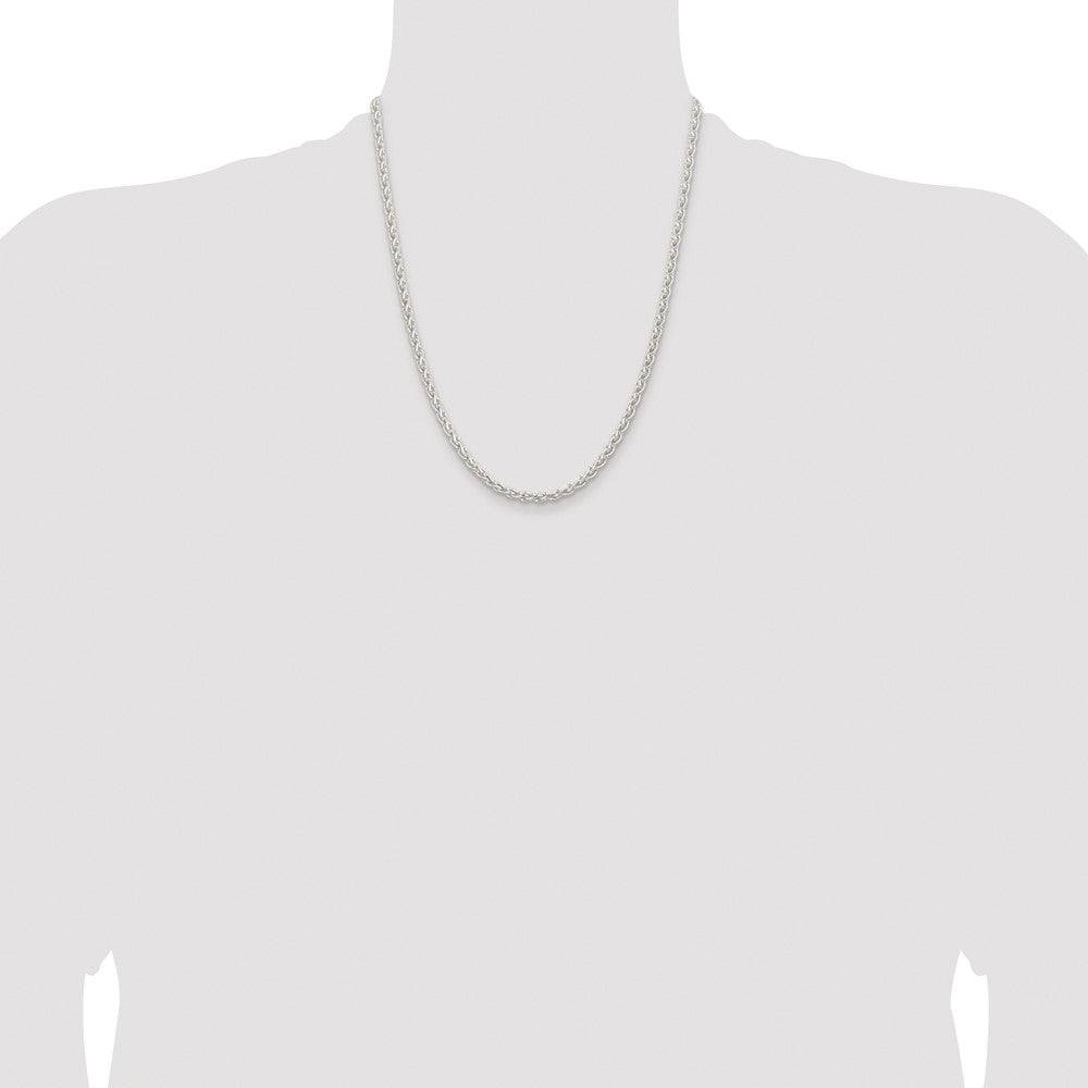 Sterling Silver Rhodium-plated 3.7mm Round Spiga Chain