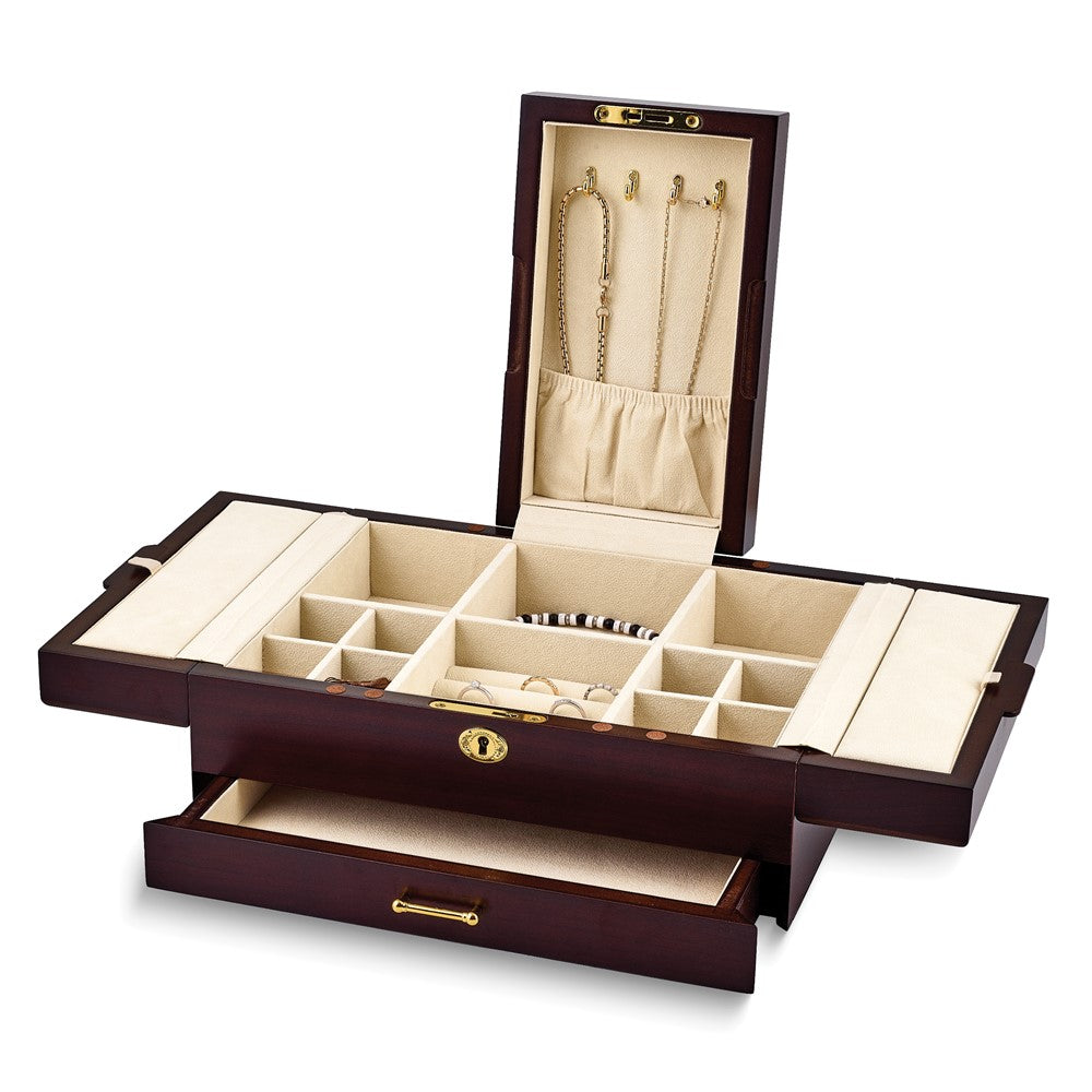 Luxury Giftware Walnut Veneer and Matte Finish Wooden Velour Lining Jewelry Box