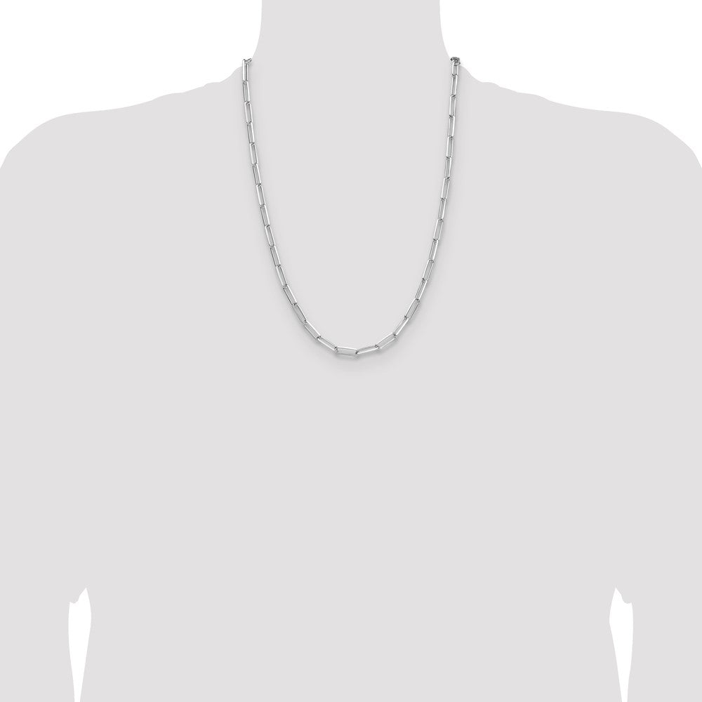 Sterling Silver Rhodium-plated 4.4mm D/C Paperclip Chain