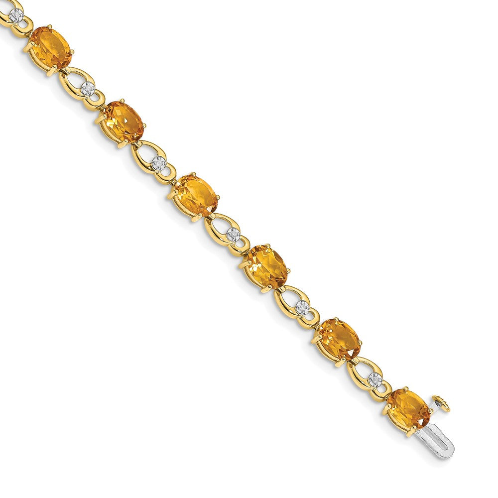 14k Citrine and Diamond Bracelet 7 inches