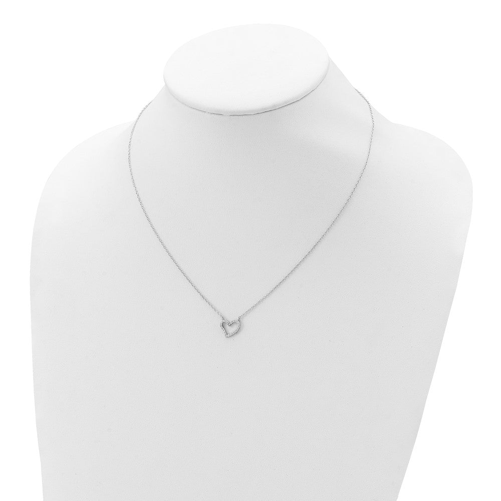 Sterling Silver Rhodium-plated CZ Open Heart 18 inch Necklace 18 Inches