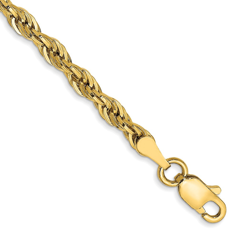 14K 7 inch 3mm Semi Solid Rope with Lobster Clasp Chain 7 inches