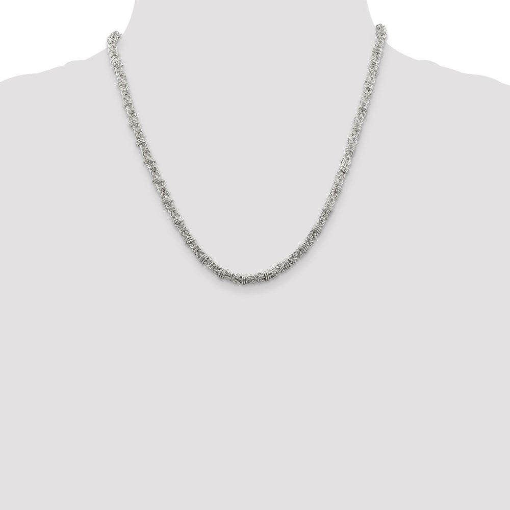 Sterling Silver 4mm Fancy Byzantine Chain 20 Inches