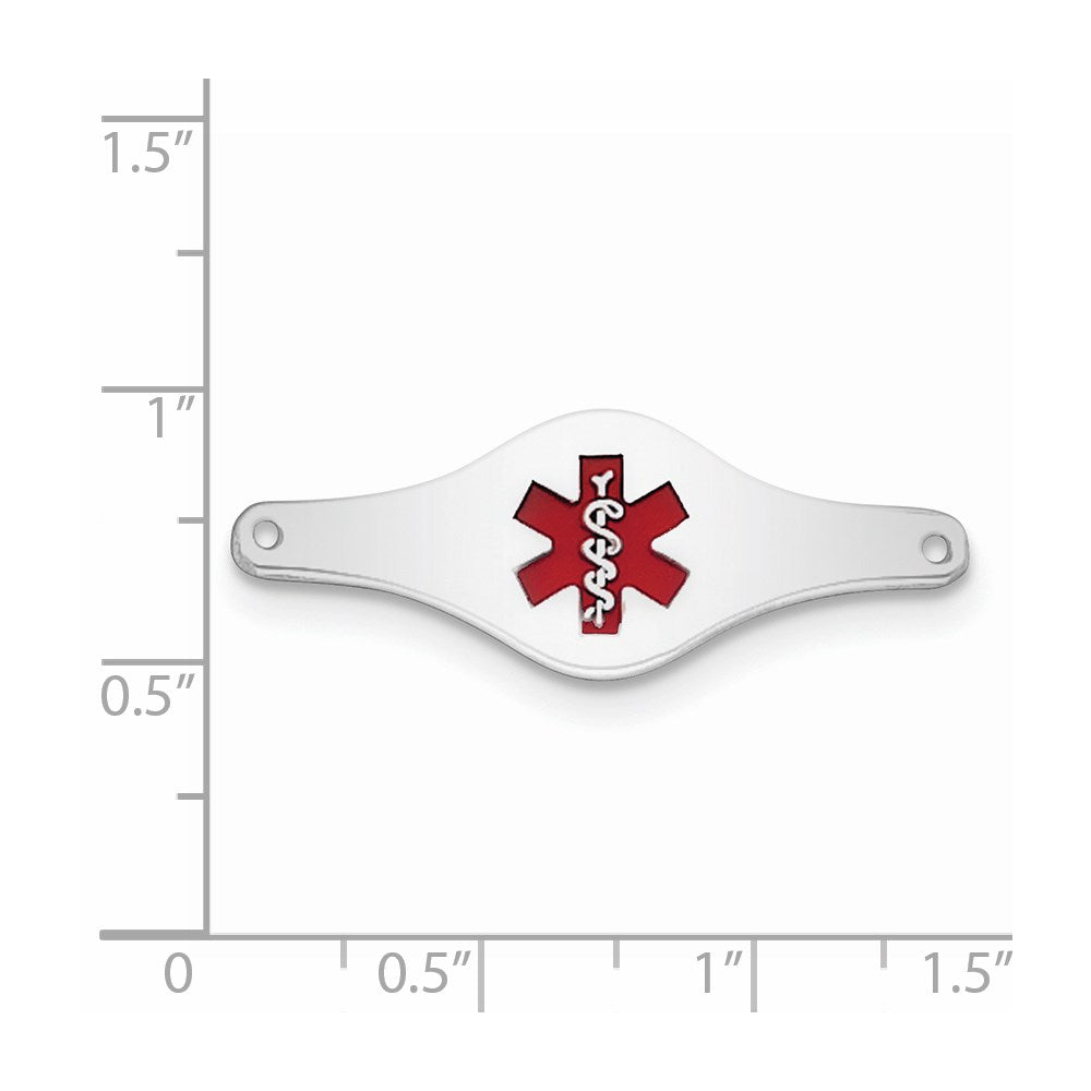 Sterling Silver Rhodium-plated Medical ID Plate 14 inches