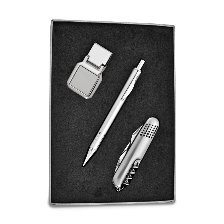 Pen Multi-function Knife and Square Money Clip 3-piece Gift Set Q-GM20723