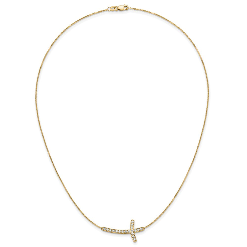14k Diamond Sideways Cross 18in Necklace