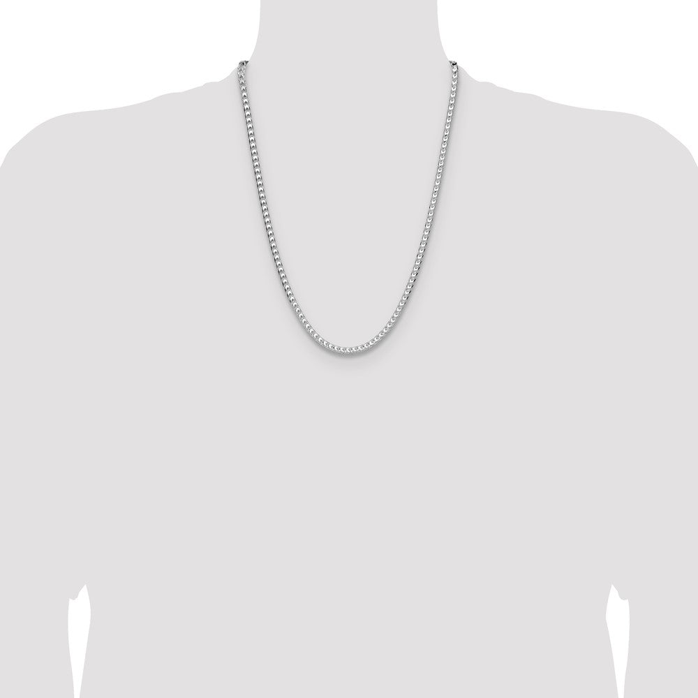 Sterling Silver Rhodium-plated 4.7mm D/C Square Franco Chain