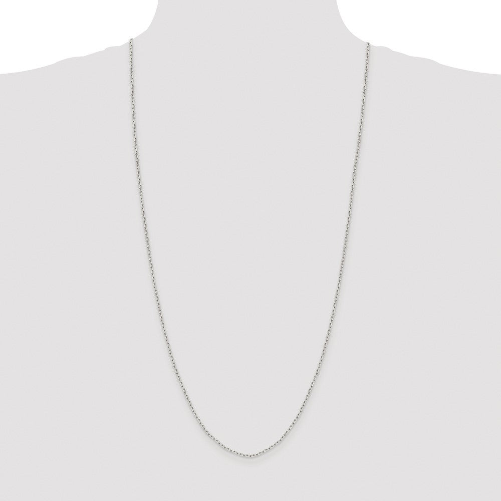 Sterling Silver Rhodium-plated 1.65mm Diamond-cut Long Link Cable Chain