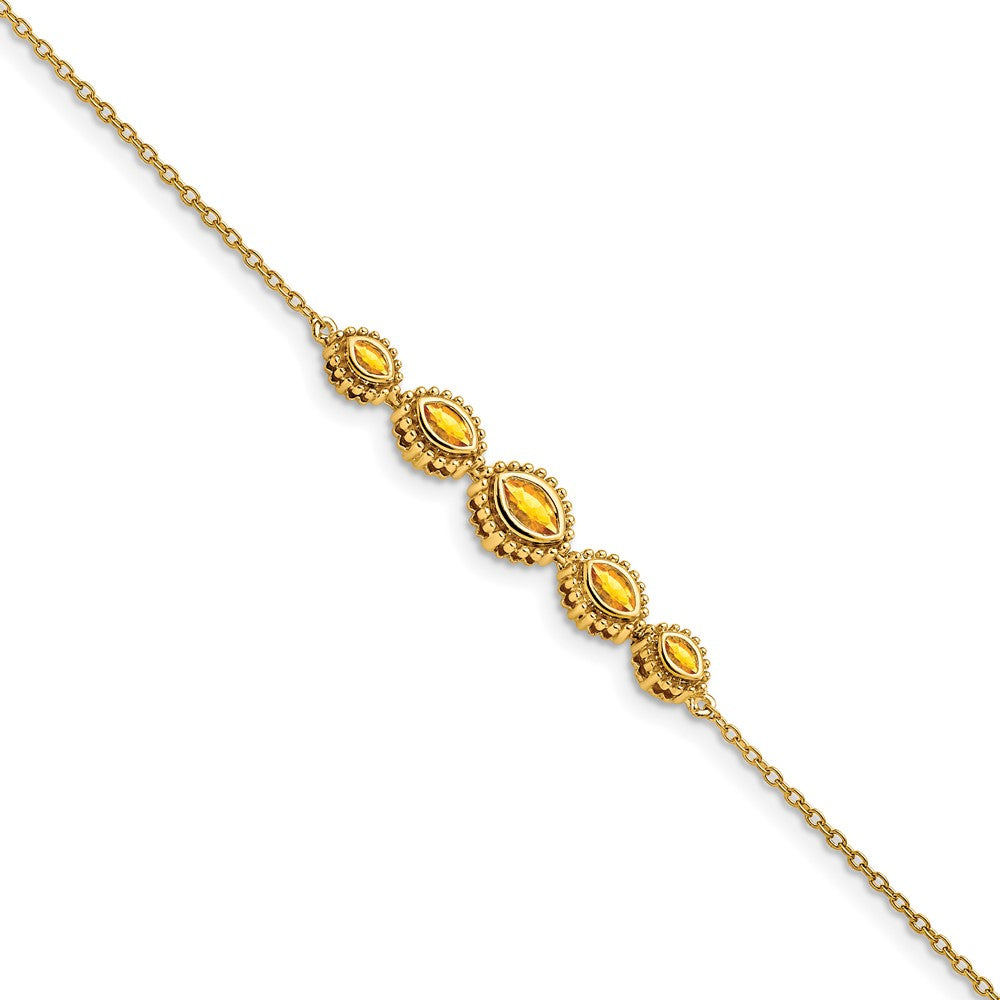 14k Marquise Citrine Bracelet 7 inches