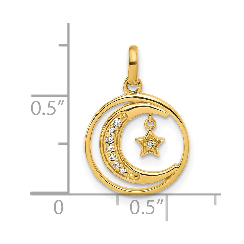 10ky Diamond Moon & Stars Pendant