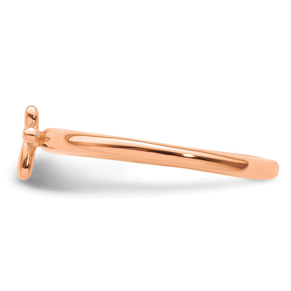 Sterling Silver Stackable Expressions Rose Gold-plated Cross Ring Size -7