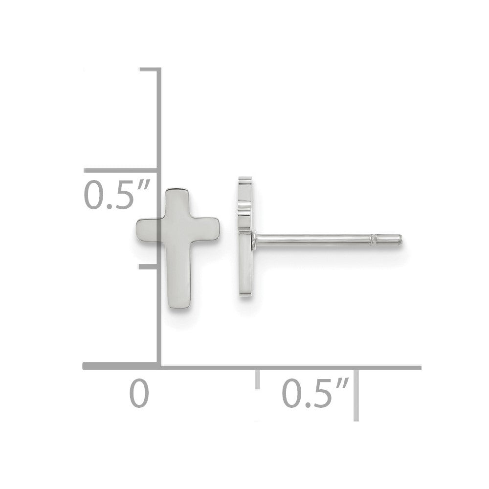 Stainless Steel Polished Cross Earrings