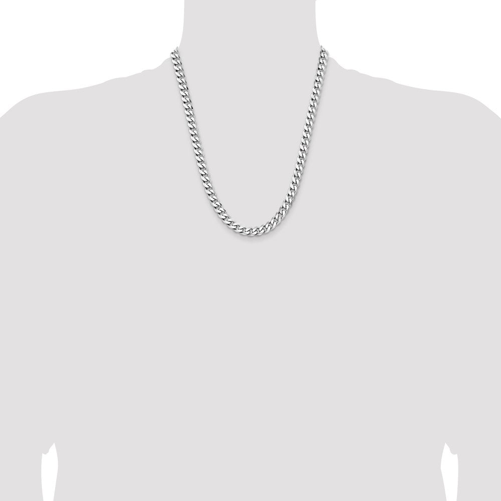 Sterling Silver Rhodium-plated 7.5mm Curb Chain 22 Inches