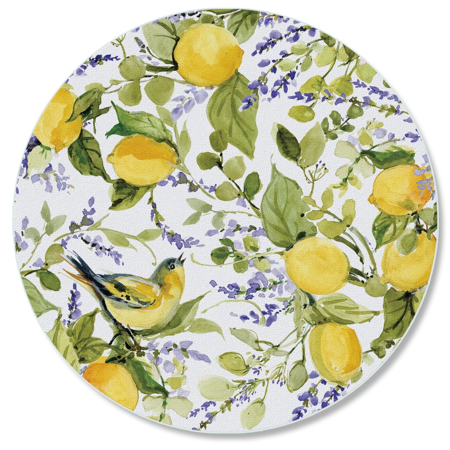 CounterArt "Lemons" 4mm Heat Tolerant Glass Cutting Board 16" Round