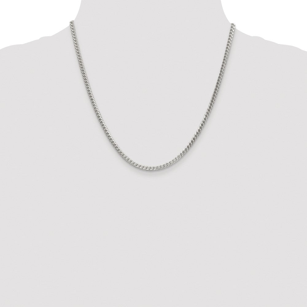 Sterling Silver Rhodium-plated 3.1mm D/C Square Franco Chain