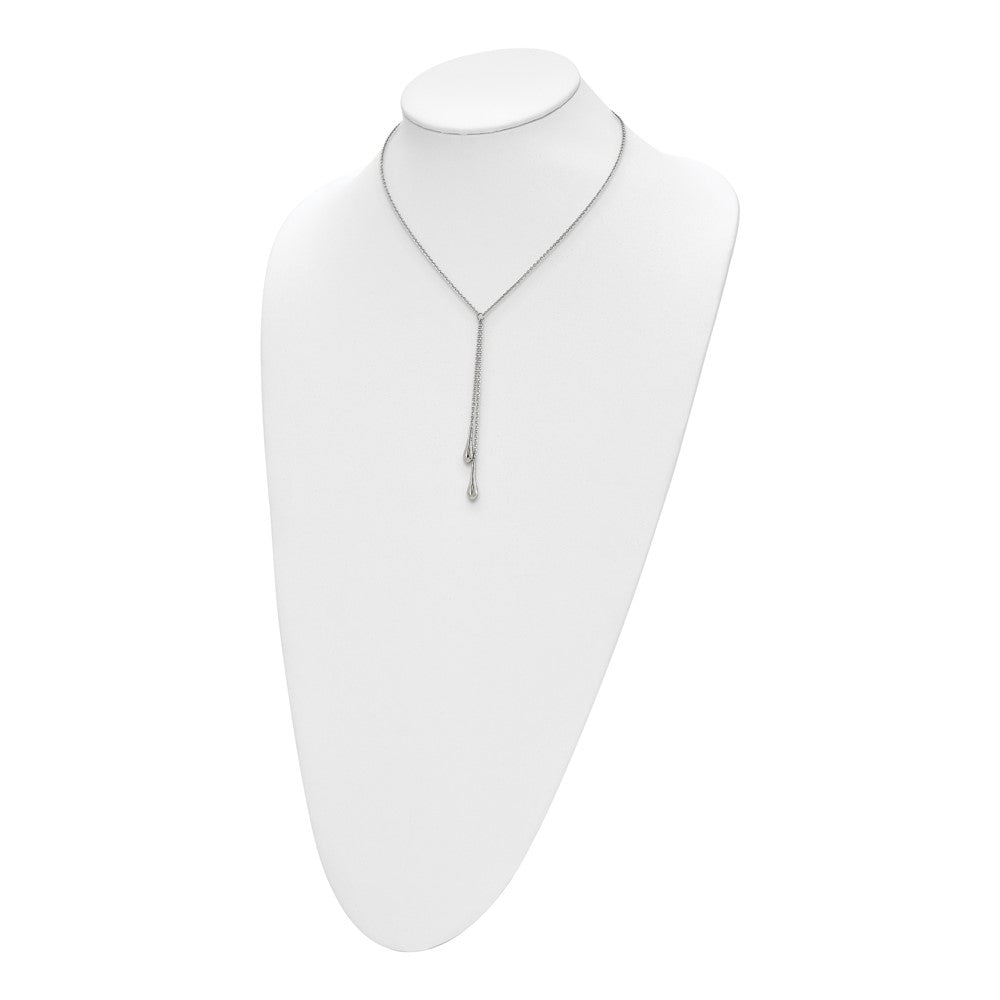 Stainless Steel Polished with 3.5in Dangle 16.5in Necklace