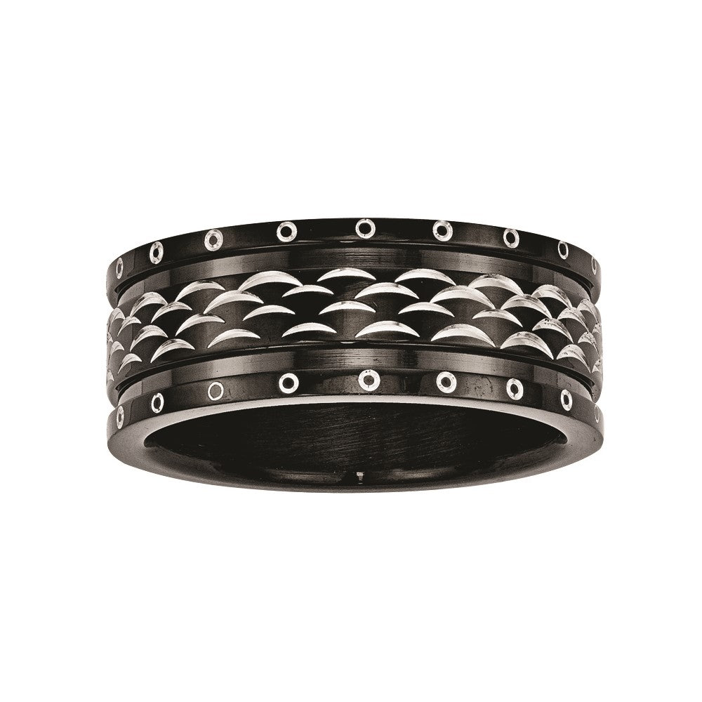 Stainless Steel 8mm W/ Black & White IP Band