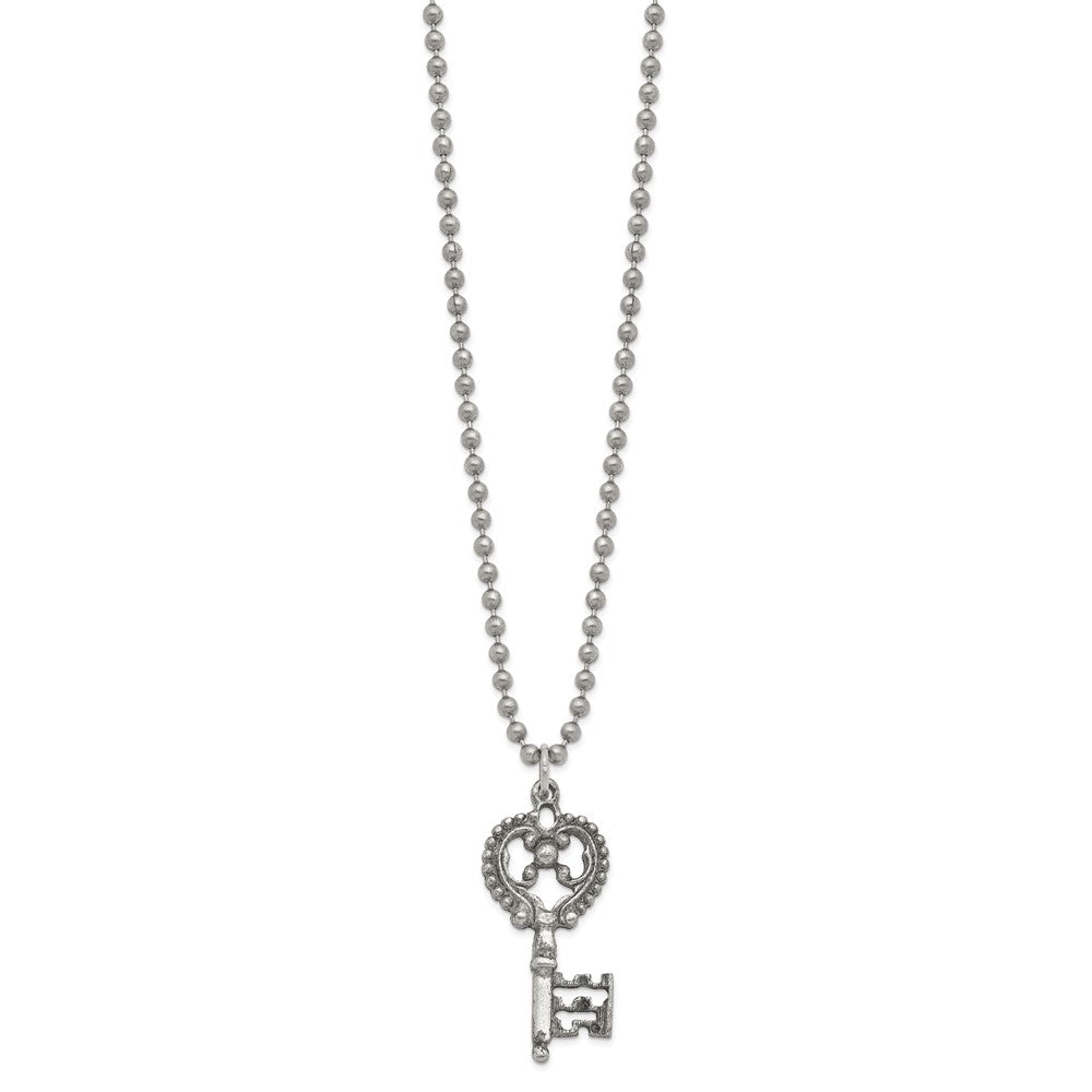 1928 Jewelry Silver-tone Filigree Key 23.5 inch Necklace