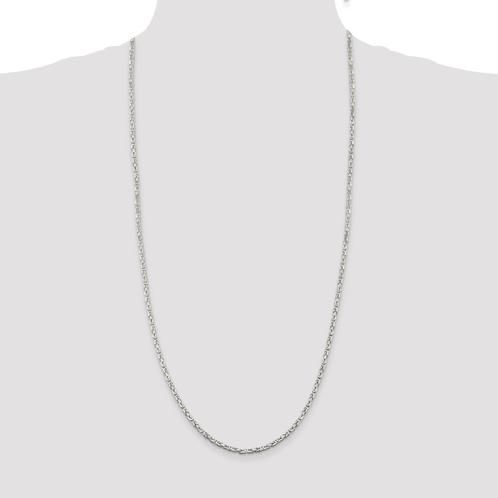 Sterling Silver 2.5mm Byzantine Chain 30 Inches
