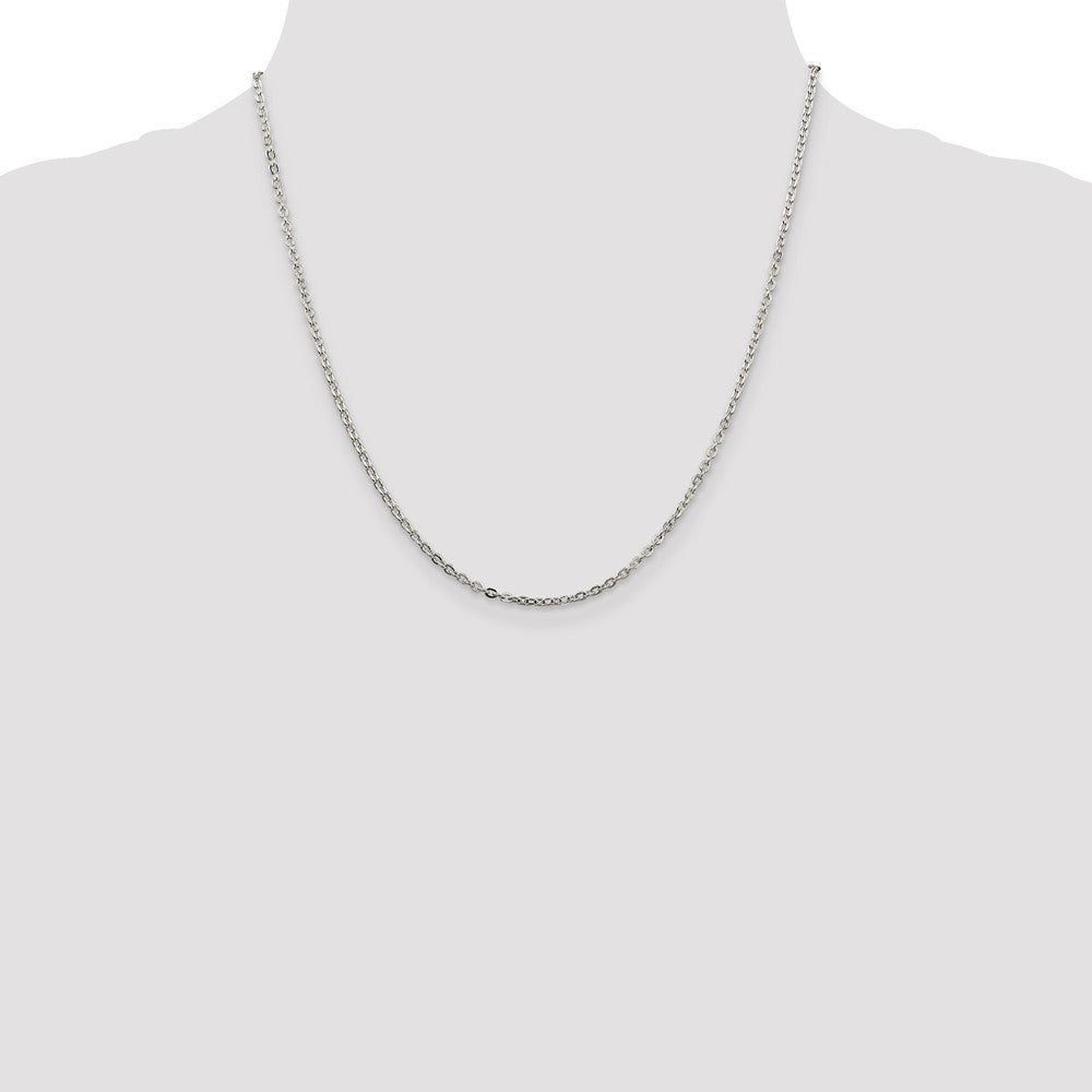 Sterling Silver 2mm Flat Link Cable Chain 20 Inches
