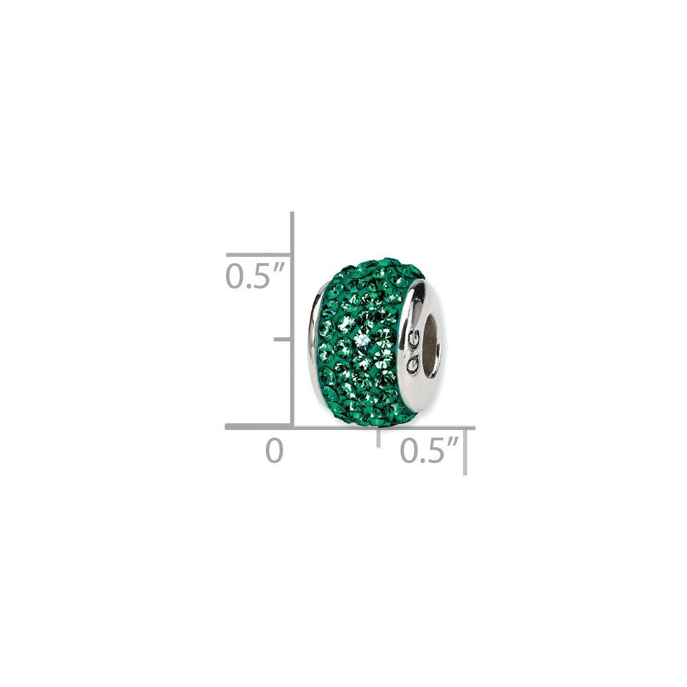 Sterling Silver Reflections Medium Green Full Preciosa Crystal Bead