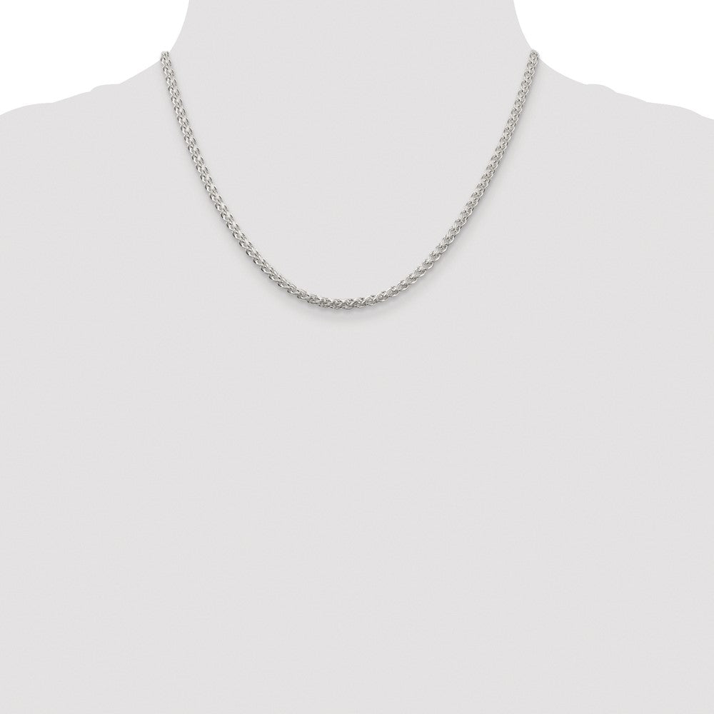 Sterling Silver Rhodium-plated 3mm Round Spiga Chain