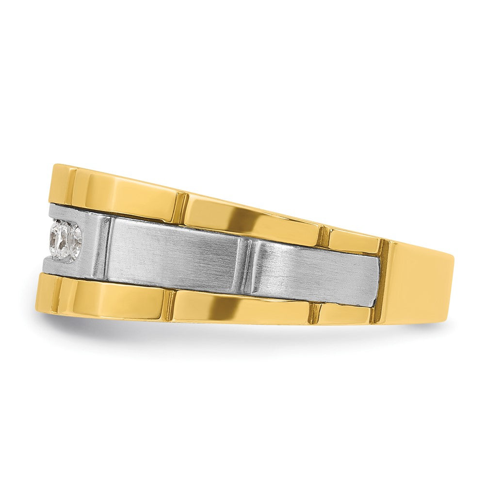 IBGoodman 14k Two-tone Men's Polished and Grooved 5-Stone 1/4 Carat AA Quality Diamond Ring