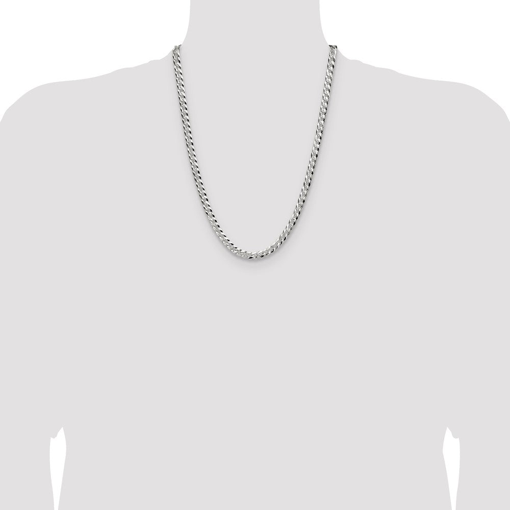 Sterling Silver 5.9mm Flat D/C Pave Curb Chain