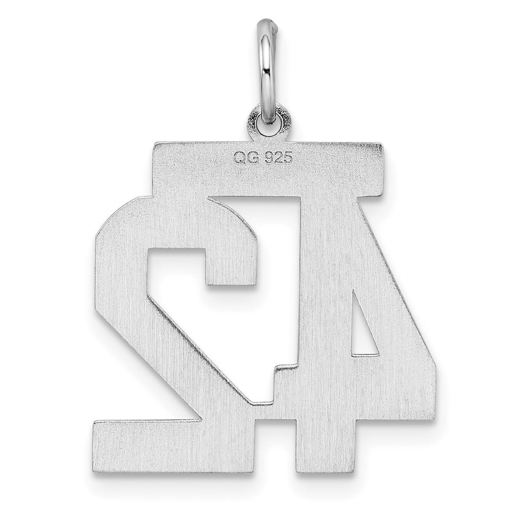 Sterling/Silver Rhodium-plated Polished Number 42 Charm